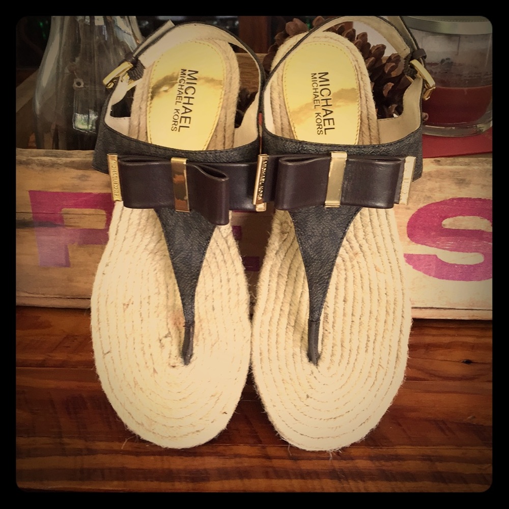 Michael Kors Leather MK Logo Sandals